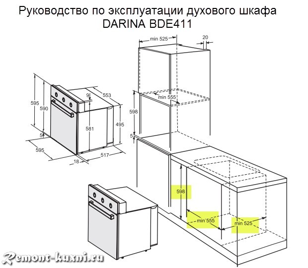 Размеры ниши встроенных духовых шкафов